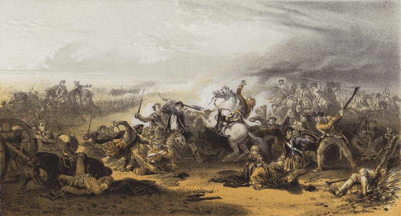The Field of Prestonpans, død av oberst Gardiner (chromolitho) av after William Allan