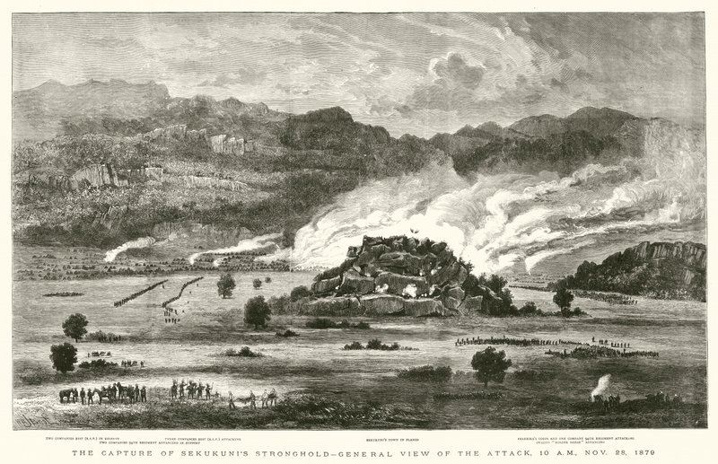 Capture of Sekukunis Stronghold, Generelt syn på angrepet, 10.00, 28. november 1879 av after William Henry James Boot