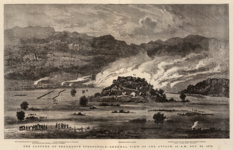 Capture of Sekukunis Stronghold, Generelt syn på angrepet, 10.00, 28. november 1879 av after William Henry James Boot