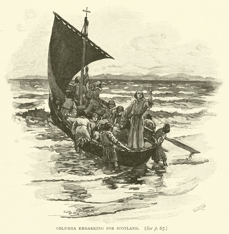 Columba legger ut til Skottland av after William Henry Margetson