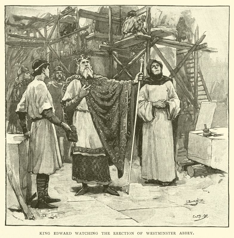 Kong Edward ser på oppføringen av Westminster Abbey av after William Henry Margetson