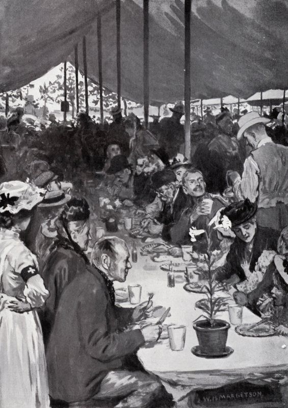 The Kings Dinner på Fulham av after William Henry Margetson