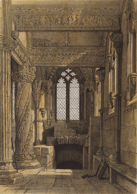 The Prentice Pillar, Roslin Chapel (chromolitho) av after William Leighton Leitch