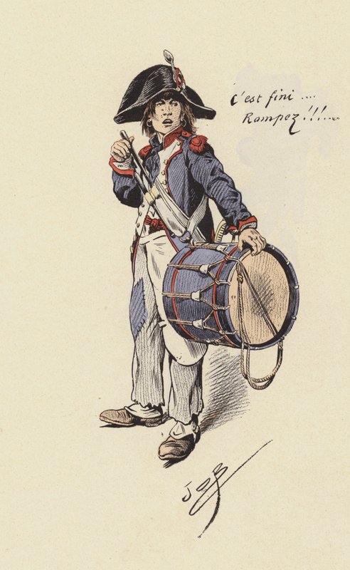 Trommeslagergutt (farge litho) av pseudonym for Onfray de Breville Jacques Job