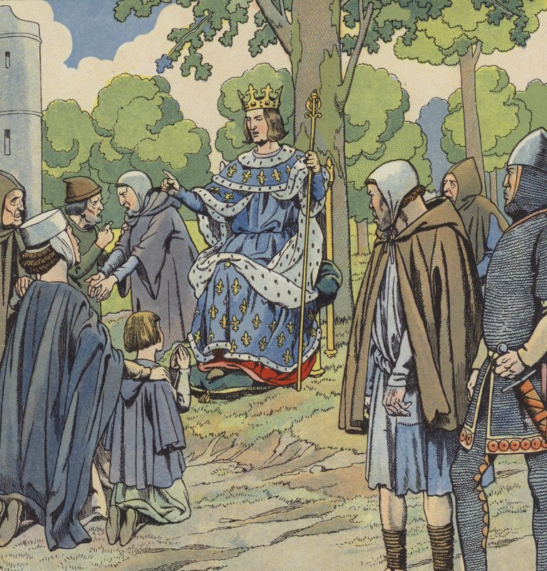Kong Ludvig IX av Frankrike utdeler rettferdighet av pseudonym for Onfray de Breville Jacques Job