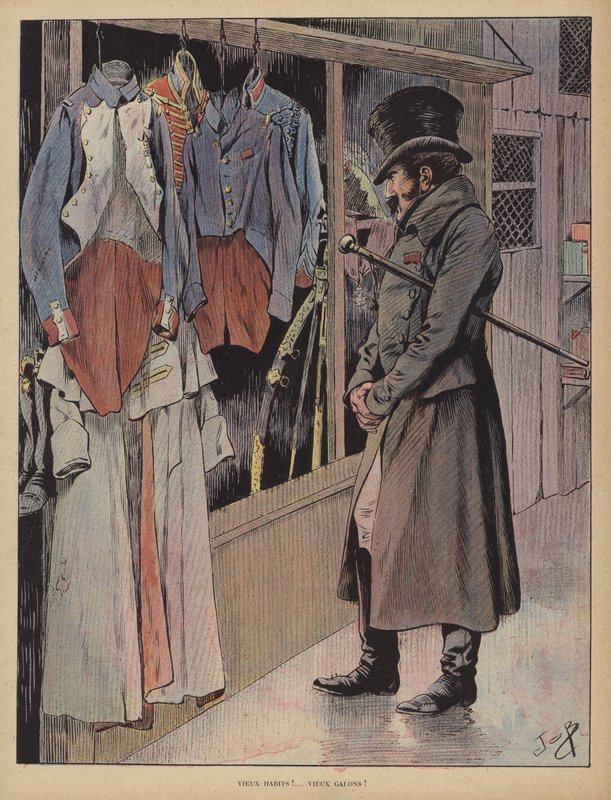 Gamle klær! Gamle striper! (farge litho) av pseudonym for Onfray de Breville Jacques Job