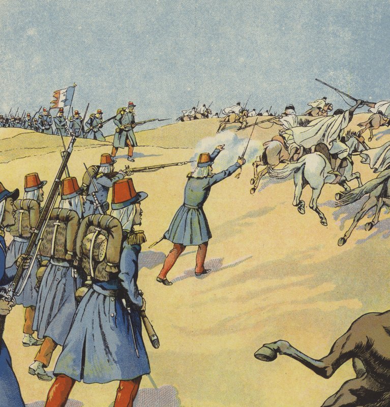 Den franske erobringen av Algerie (farge litho) av pseudonym for Onfray de Breville Jacques Job