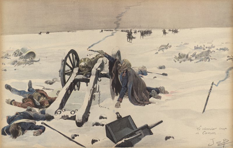 The Last Cannon Shot (farge litho) av pseudonym for Onfray de Breville Jacques Job