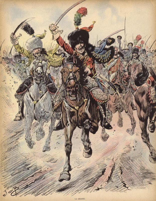 Ladningen (farge litho) av pseudonym for Onfray de Breville Jacques Job