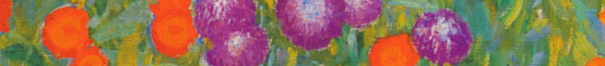 Bondehage (Gustav Klimt), Detail: Violette Astern und rote Mohnblüten