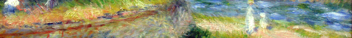 Blomstrende kastanjetre (Pierre-Auguste Renoir), Detail: Spaziergänger am Fluss