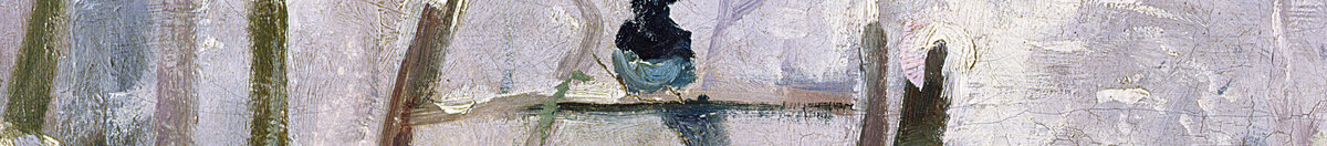 Skjæra (Claude Monet), Detail: Elster auf dem Gattertor