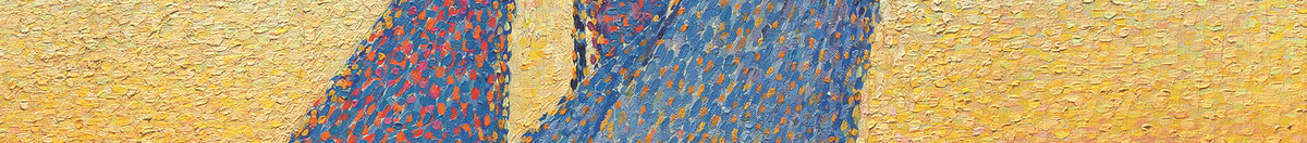 Havnen ved solnedgang, opus 236 (Paul Signac), Detail: Blaue Segel im Gegenlicht