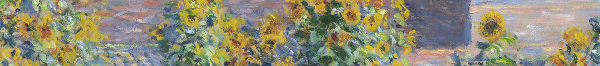 Kunstnerens hage i Vétheuil, 1880 (Claude Monet), Detail: Sonnenblumen vor blauem Himmel