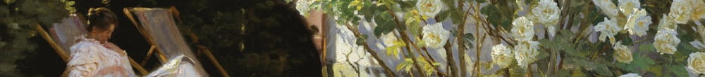 Marie Kroyer satt i fluktstolen i hagen ved fru Bendsens hus (Peder Severin Krøyer)