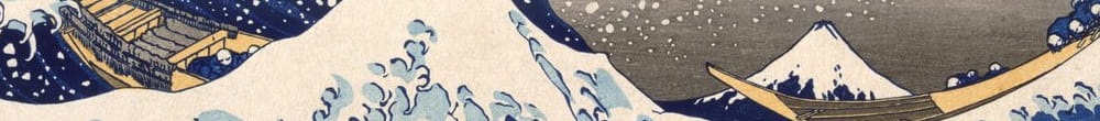 The Great Wave off Kanagawa fra fra serien '36 Views of Mt. Fuji', 1831 (håndfarget treblokktrykk) (Katsushika Hokusai)
