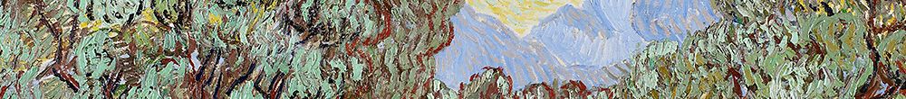 Oliventrær med gul himmel og sol (Vincent van Gogh)