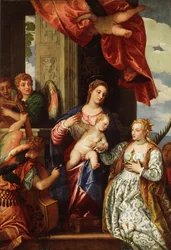 Det mystiske ekteskapet til St. Catherine, ca. 1550 til 1560 (olje på lerret)