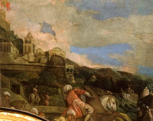 Antonio Loredan befriende Scutari av Paolo Veronese (1528-1588), detalj, Hall of Great Council, Palazzo Ducale, Venezia