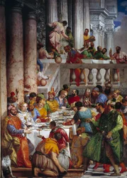Bryllupet i Kana, detalj: Fyrstenes måltid. Freske av Paolo Veronese (1528-1588), Ec. Fri.