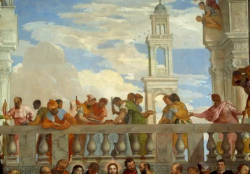 Bryllupet til Cana, detalj: balkong. Fresco av Paolo Veronese (1528-1588) Ec. fre.
