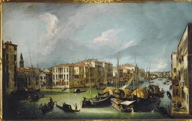 Canal Grande i Venezia med Rialtobroen (maleri på lerret)