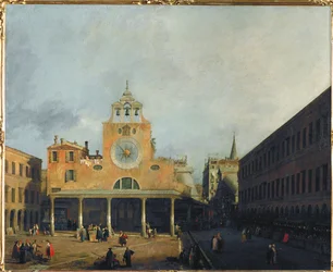 Plassen foran San Giacomo di Rialto, Venezia (maleri på lerret)