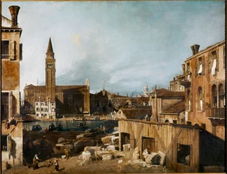 Steinhuggergården; Venezia: Campo San Vidal og kirken Sta (olje på lerret)