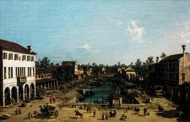 Utsikt over Mestre med båtkanalen, ca. 1755–1760 (olje på lerret)