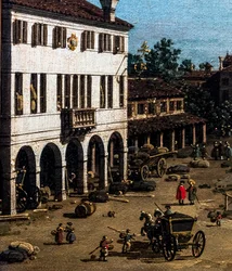 Utsikt over Mestre med Canale delle barche, detalj, ca. 1755–1760 (olje på lerret)