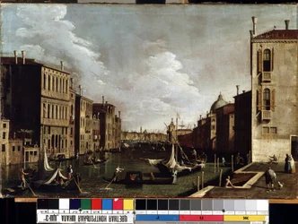""Utsikt over Canal Grande i Venezia"" (Venezia) Maleri av Giovanni Antonio Canal detto il Canaletto (1697-1768). 1700-talls museum for kunst av Mikalojus Konstantinas Ciurlionis, Kaunas, Litauen