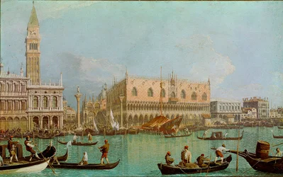 Muldvarpen med hertugpalasset i bassenget til Saint Mark. Utsikt over Venezia, Dogepalasset og Markusplassen tatt fra kanalen. Maleri av Giovanni Antonio Canal dit il Canaletto (1697-1768)