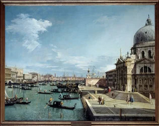 Utsikt mot inngangen til Canal Grande og Salute-kirken i Venezia. Maleri av Antonio Canal, kalt Canaletto (1697-1768), 18. århundre. Mål: 1,19 x 1,53 m