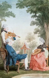 Monsieur og Mademoiselle de Croismare, av Louis de Carmontelle (1717-1806), olje på lerret. Frankrike