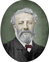 Jules Verne (1828-1905) fransk forfatter, fotografi av Nadar, fargelagt bilde