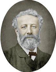 Jules Verne (1828-1905) fransk forfatter, fotografi av Nadar, fargelagt bilde