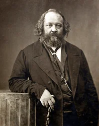 Portrett av Mikhail Aleksandrovitsj Bakunin (1814-1876), russisk anarkist, av Nadar, Gaspard-Félix (1820-1910), ca. 1860. Albuminfotografi. Privat samling