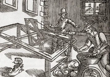 Silkevikling, faksimile av et bilde i Edward Williams "Virginia Truly Valued", 1650, fra 'The Century Illustrated Monthly Magazine', utgitt 1884 (litho)