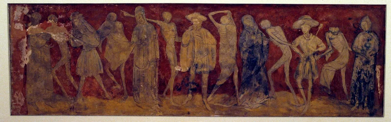 Freskoutgivelse av “La Danse macabre”” av det gamle klosteret La Chaise-Dieu (Chaise Dieu) laget av Louis Yperman (1856 rundt?) 1894. Paris, Museum of Monuments engelsk