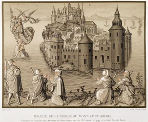 Miracle of the Virgin på Mont-Saint-Michel - faksimile av et camaieu-maleri av "Miraklene til Vår Frue"