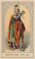 Henrik IV, den hellige romerske keiseren (fargelitografi)
