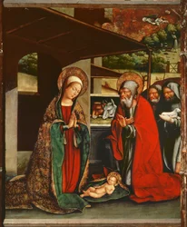 126-0035070 Tilbedelse av hyrdene, altertavle fra kirken Santa Maria Palau-Solita, Barcelona