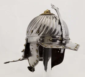 Zischägge, ca. 1620-25 (stål, jern, messing og lær)