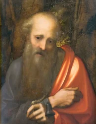 St. Anthony the Abbed, Correggio (olje på panel)