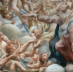 Engler som spiller musikk, detalj av Assumption of Virgin
