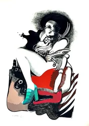 GC Riccardi, Senza titolo, 1974, blekk på papir, 40x70, Italia.