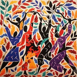Høstbladdans i Matisse-stil | spesialtilpassede lerretsbilder på nett