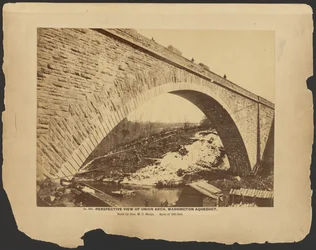Nr. 302. Perspektivvisning av Union Arch, Washington-akvedukten. Bygget av general MC Meigs, spennvidde 220 fot. [Mars 1864].