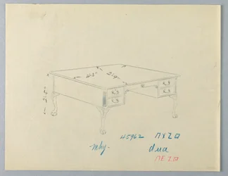 Design for biblioteksbord med løvepoteføtter