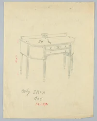 Design for skjenk med neo-klassiske vasemotiver